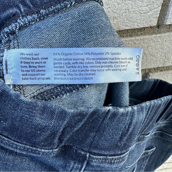 Eileen Fisher Organic Cotton High Stretch Waist Denim Jean Leggings - Picture 4 of 8